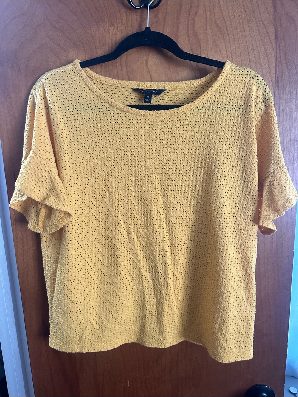 Banana Republic Yellow Eyelet Short Sleeve Top